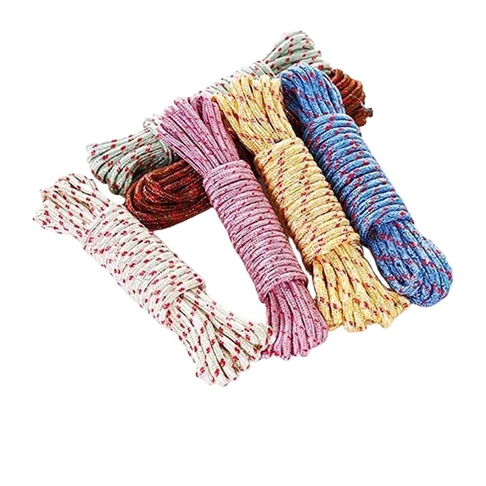 Outdoor Washing Line 5/10M Portable Clothesline Nylon Non-Slip Line Rope Laundry Indoor Outdoor Travel Business Camping Clothes Hanging Clothesline(5 Meters random)
