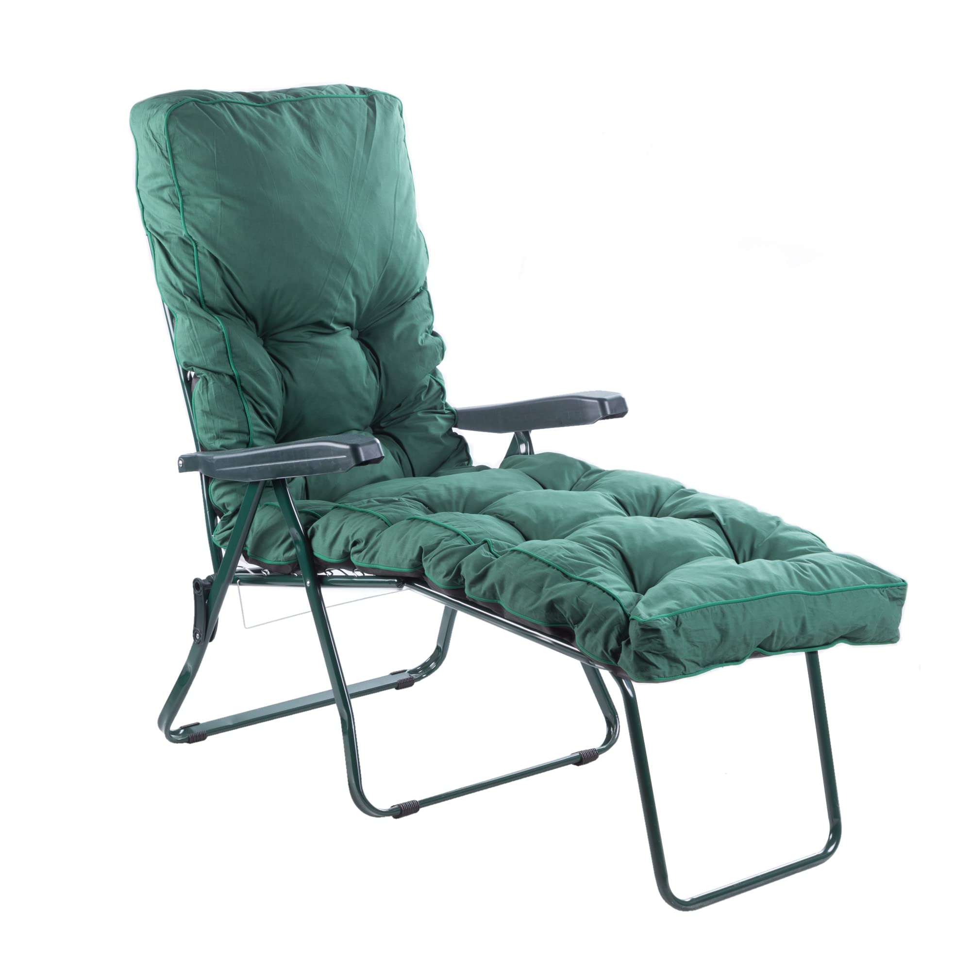 Alfresia Folding Sun Lounger with Classic Cushion – Adjustable Reclining Garden Lounger, Steel Frame, Outdoor Sun Lounger Chair with Thick Cushion — image 1