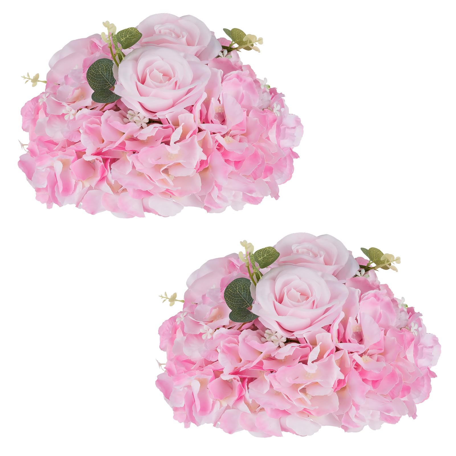NUPTIO Flower Balls Flowers for Centerpieces: 2 Pcs 11.8 inch Diam Pink Artificial Rose Fake Flower Ball Arrangement Bouquet Wedding Centerpieces for Tables Wedding Centerpiece Decorations