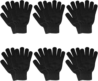 SILEDGN 6 Pairs Black Warm Knit Winter Gloves for Men Women - Flexible for Driving Running Hiking Cold Weather