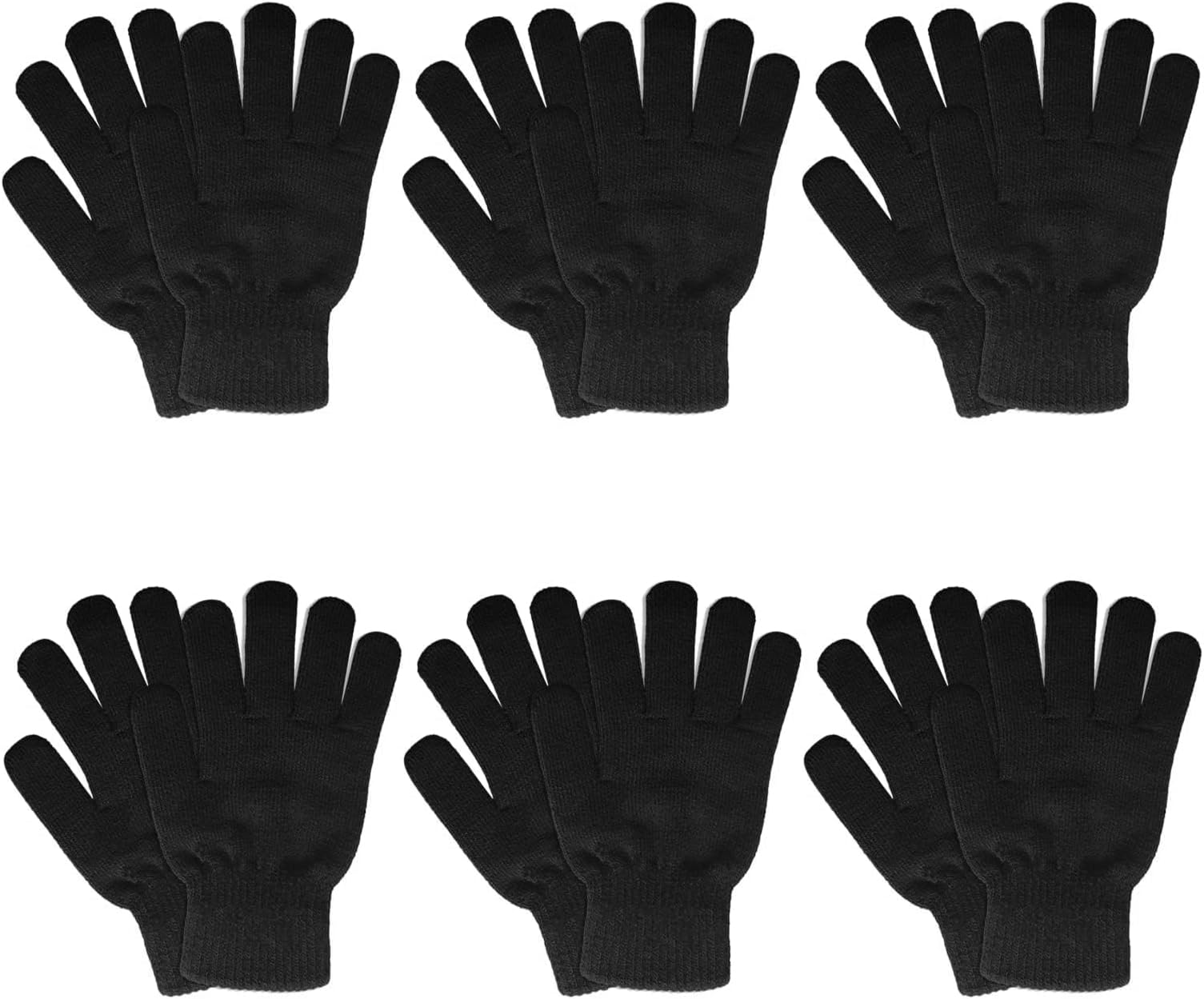 - 6 Pairs Winter Gloves for Women Men's Warm Knit Gloves for Clod Weather Black Magic Glove for Driving Running Hiking