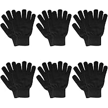 6 Pairs Winter Gloves for Women Men's Warm Knit Gloves for Clod Weather Black Magic Glove for Driving Running Hiking