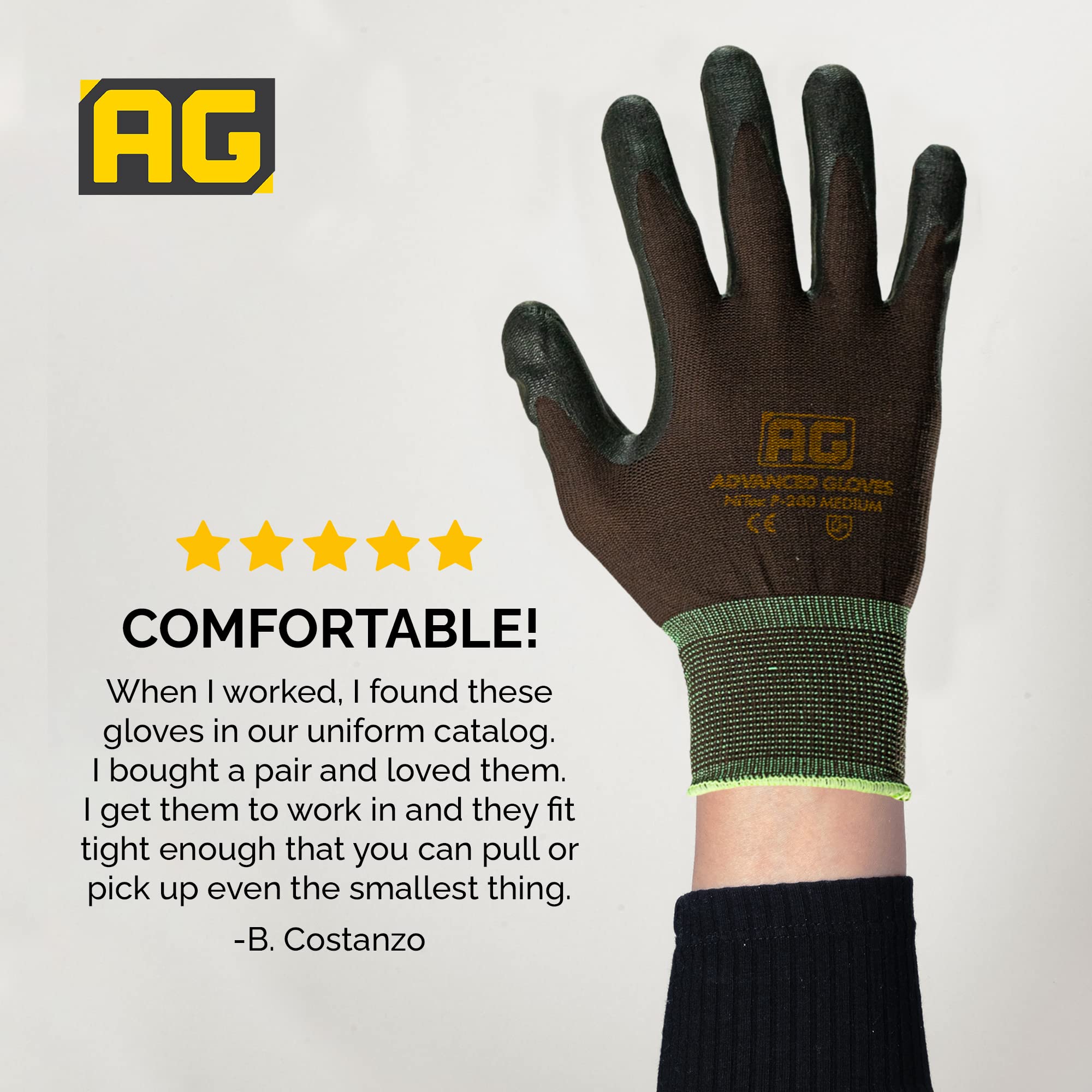 Guantes de nitrilo de nailon NiTex P-200, guantes de uso general con revestimiento de espuma de nitrilo transpirable para agarre aislado, marrón, 12 pares, 2X