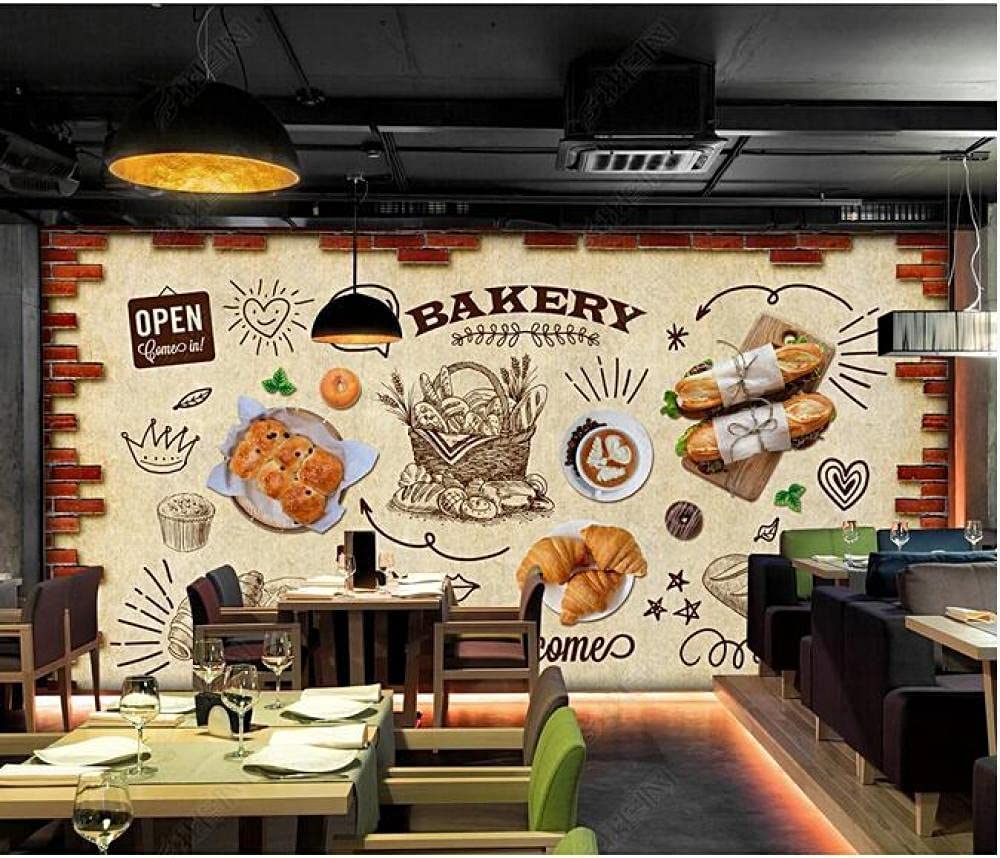 Papel Pintado 3D Moderno de panadería y postres, Pegatinas de Pared Autoadhesivas, Papel Tapiz extraíble para Sala de Estar, Oficina, Hotel, Restaurante, Dormitorio, TV, Fondo, pósteres de p