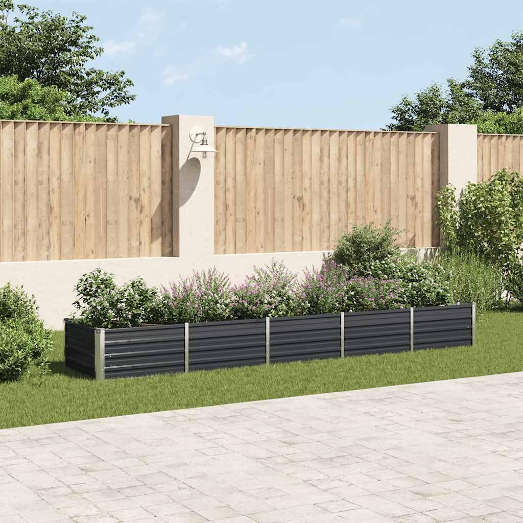 Carré Potager en Acier Galvanisé 400x80x45cm Anthracite