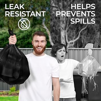 13 Gallon Black Trash Bags, 24 x 33 Black Garbage Bags (1000 COUNT) Bulk Trash Bag, Tall Kitchen - Made In USA