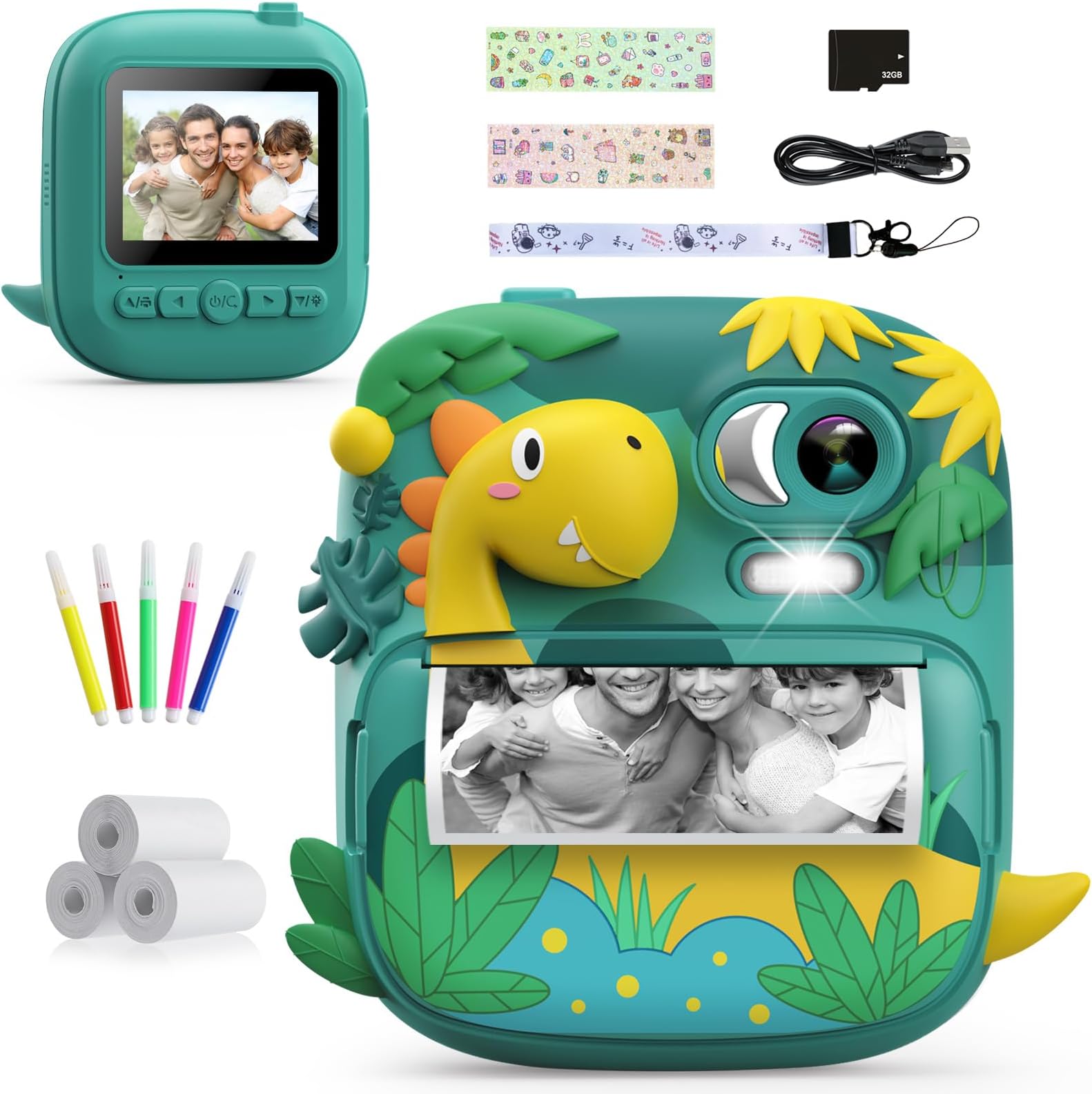 Vidéo HD 1080p Appareil Photo Instantané Numérique NimNik Pour Enfants - 20 MP, Vidéo 1080p, Carte 32 Go - Cadeau 6-14 Ans Carte 32 Go Impression Photo