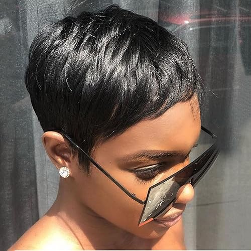 HOTKIS Pixie Cut Wig Human Hair Short Wigs for Black