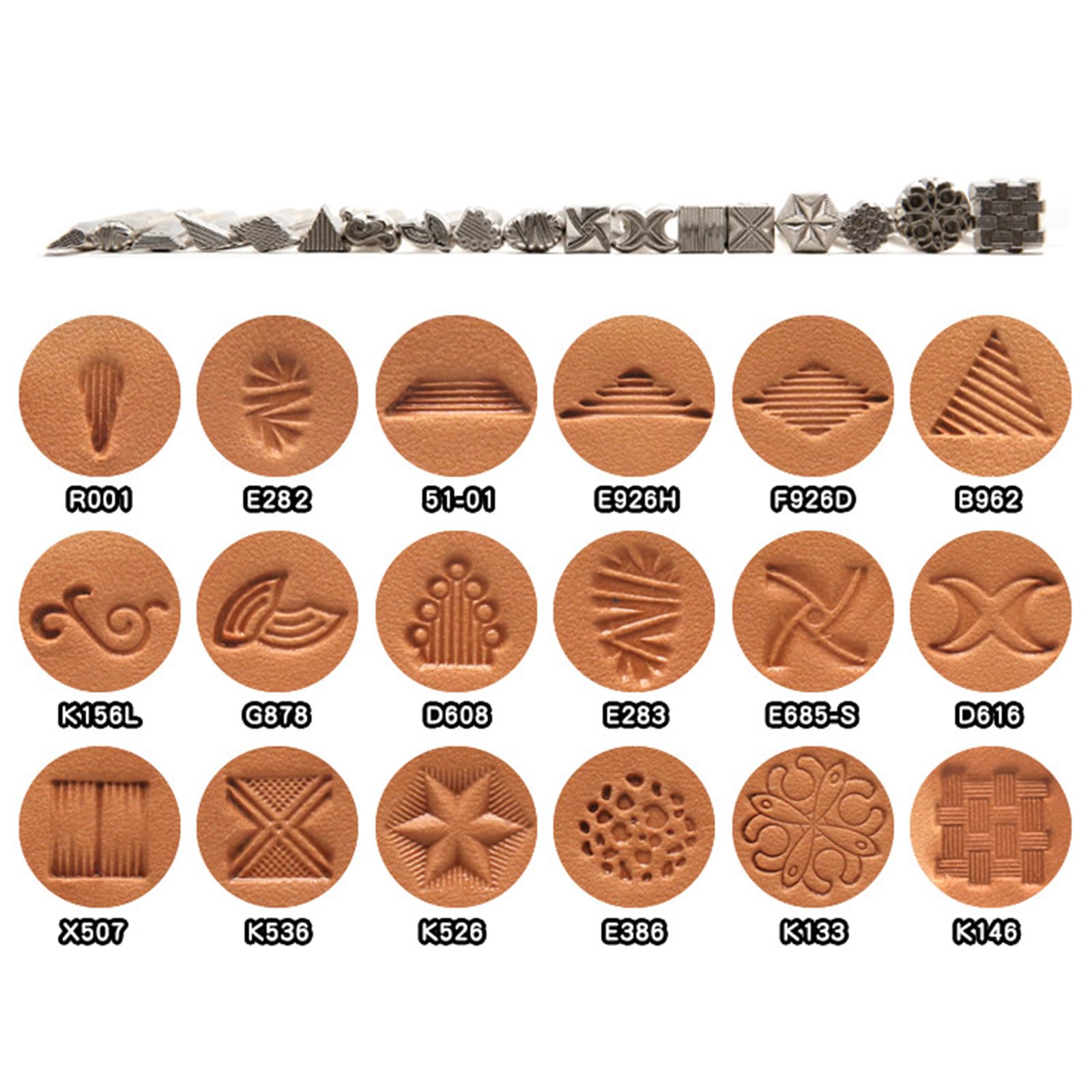 Herramientas de Artesanía en Cuero Kit de Sellos para Cuero para Repujado en Cuero Manualidades DIY-Set 04 18pcs