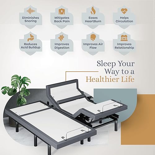 Miniatura 3 de Sven & Son Bliss Base de Cama Ajustable - Solo Armazón, Elevación de Cabeza y Pies, Soporte Lumbar, Inclinación de Almohada de Cabeza, Masaje, Luces