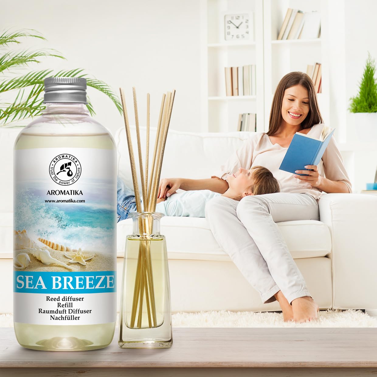 Recambio de Difusor Set Brisa Marina 2х500ml - Refill reed diffuser Sea breeze - Difusores Aromáticos - Fragancia Fresca Ambientador - Difusor Perfumado - Fragancia para Habitación
