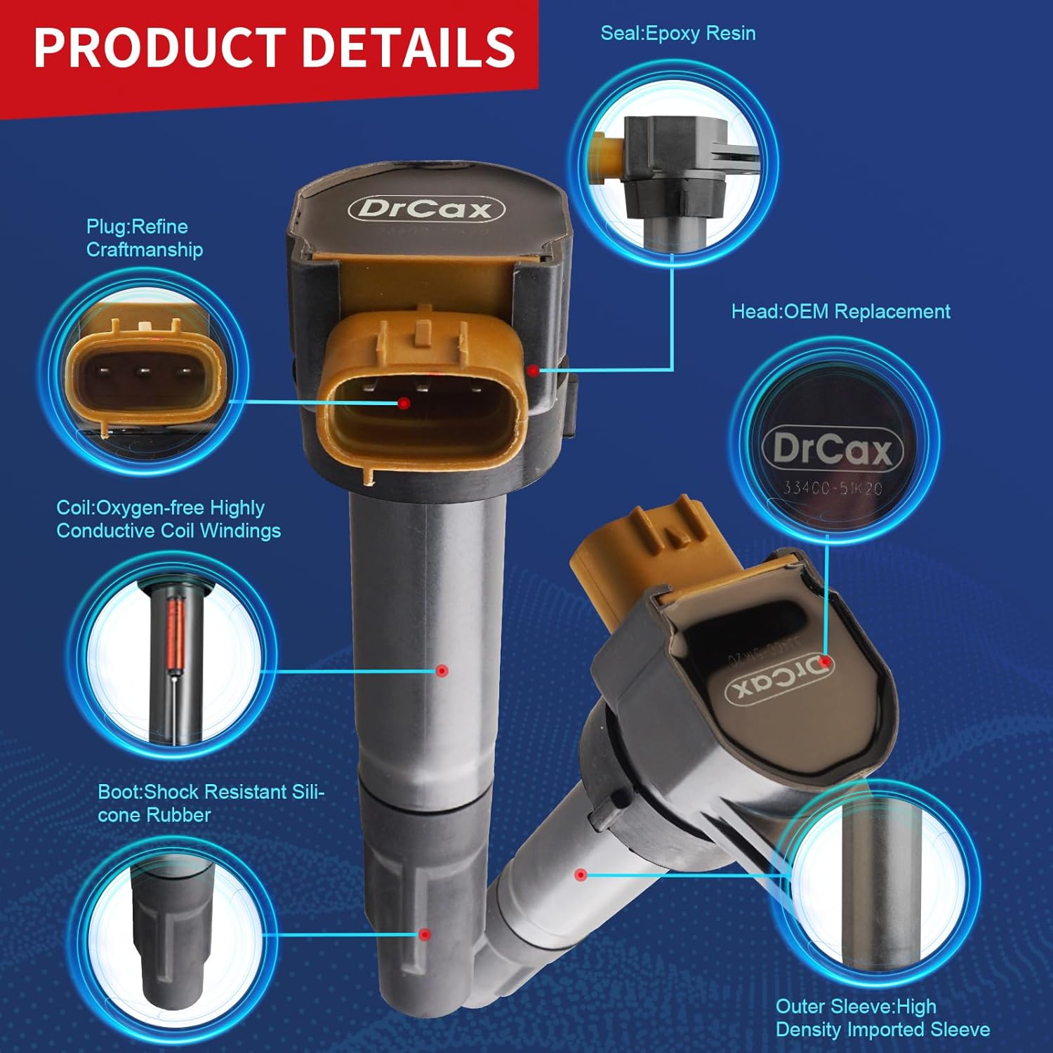 OEM Ignition Coil UF634 Compatible with Suzuki 2009-2014 Kizashi Grand Vitara SX4 Replaces 133964 33400-51K20 33400-51K40 2.0L 2.4L L4-1 Pack