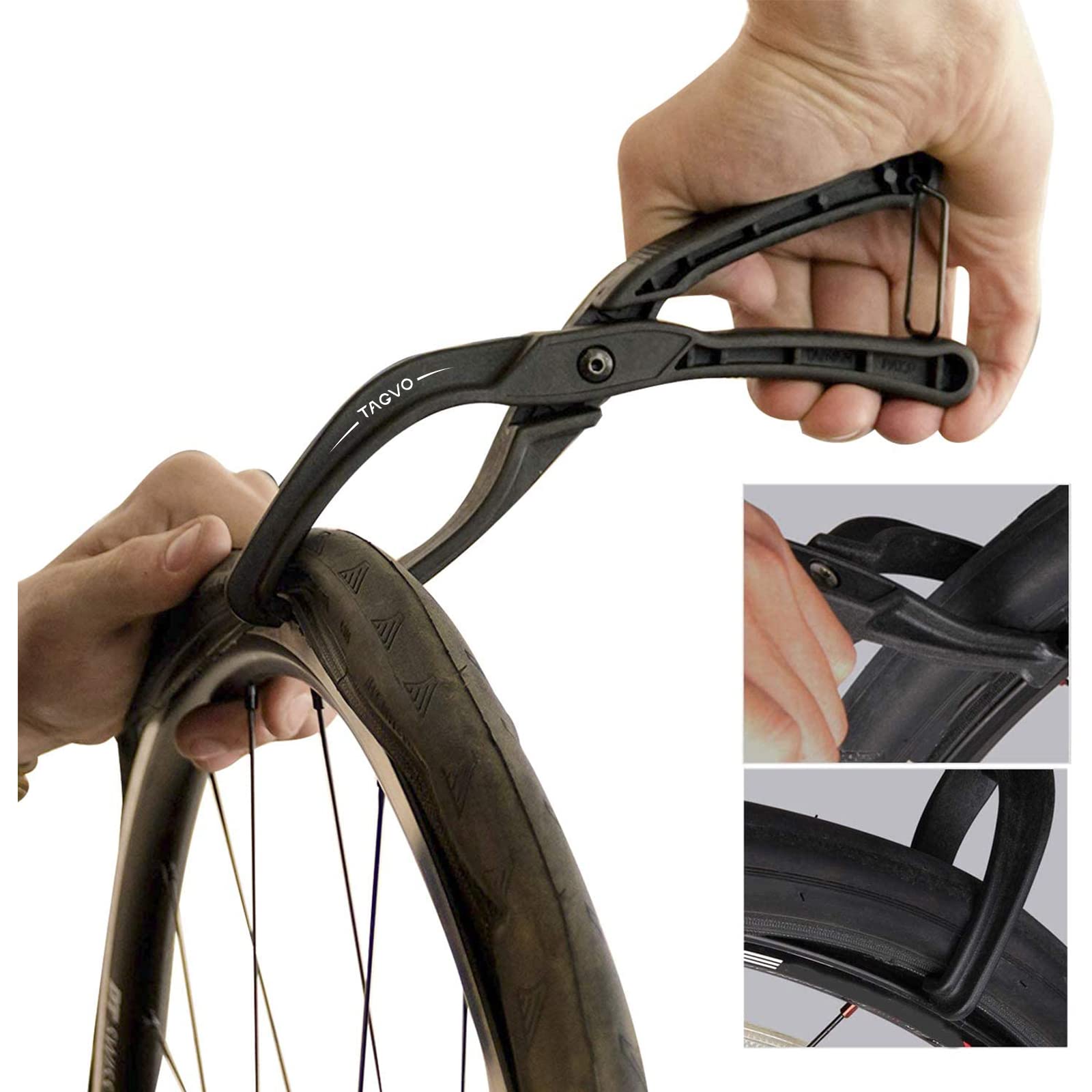 TAGVO Leva bici da bicicletta, strumenti di riparazione pneumatici per bici a risparmio di lavoro Attrezzi per biciclette con maniglia antiscivolo per bici da strada Mountain bike, neri