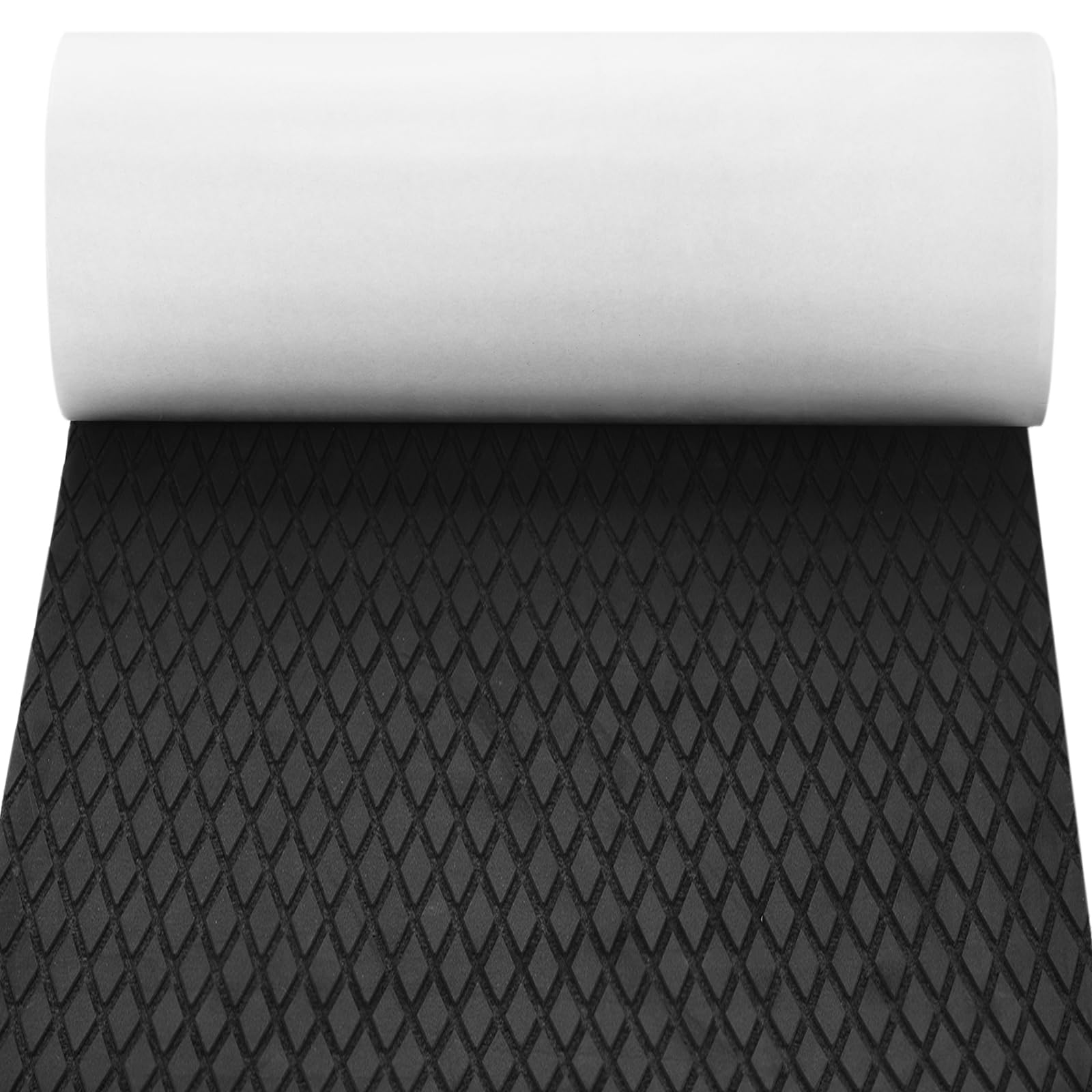 Sourcing Map Boat Flooring EVA Foam Mat 94x15 Inch Decking Non-Slip Self-Adhesive Carpet for Yacht Marine Deck Pad RV Car Trunk Flooring, Black