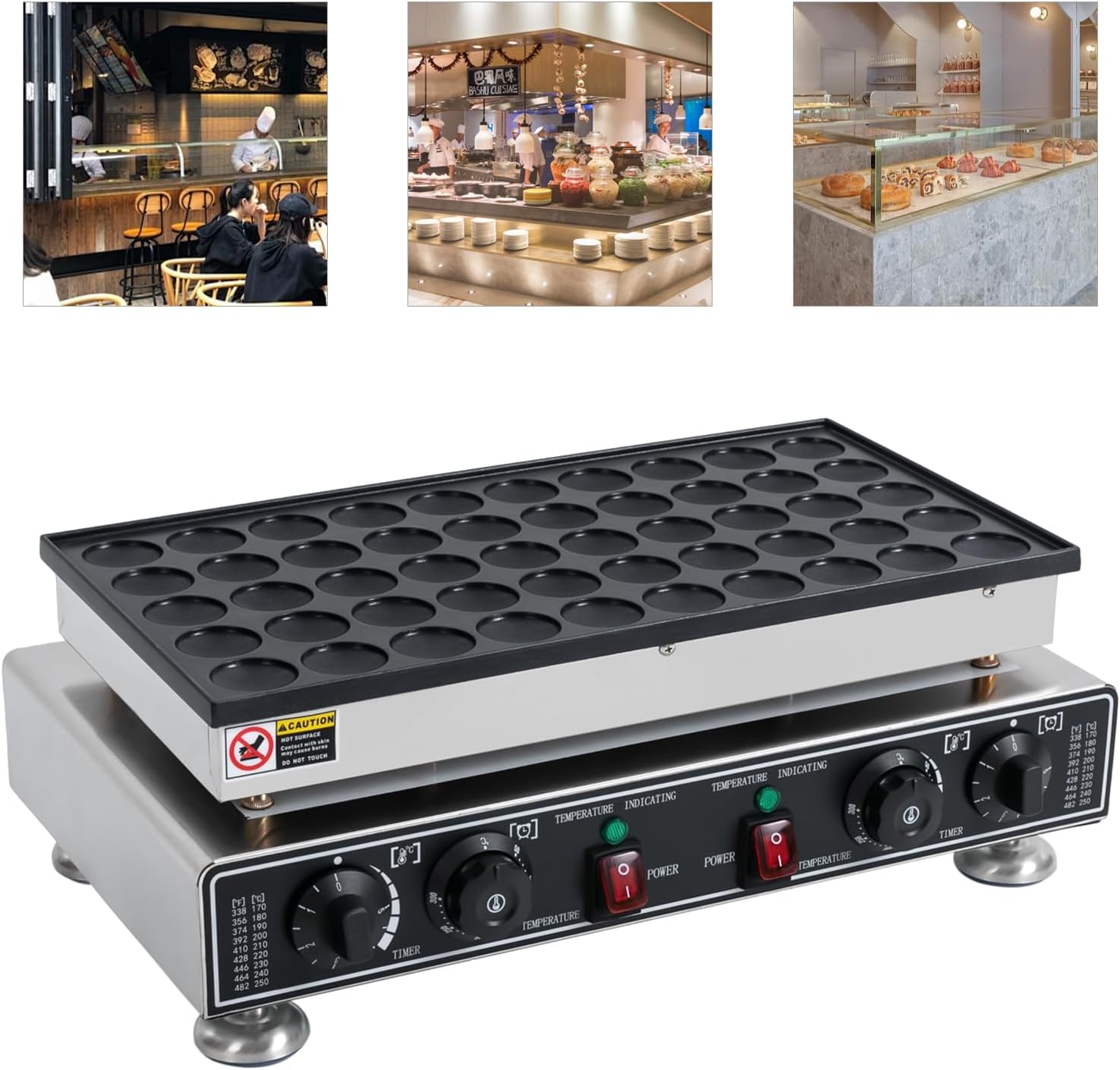 Commercial Waffle Maker 1800W - 50 Hole Mini Pancake Machine, Countertop Stainless Steel Inches Pancake Maker with Timer & Temp Control 110V for Restaurant, Home Use, Restaurant, Snack Bar, Bakeries