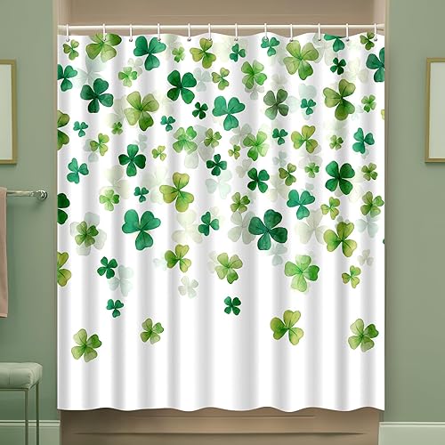 Miniatura 5 de Tieshankao Juego de cortina de ducha de trébol del día de San Patricio con 12 ganchos de 72 x 72 pulgadas