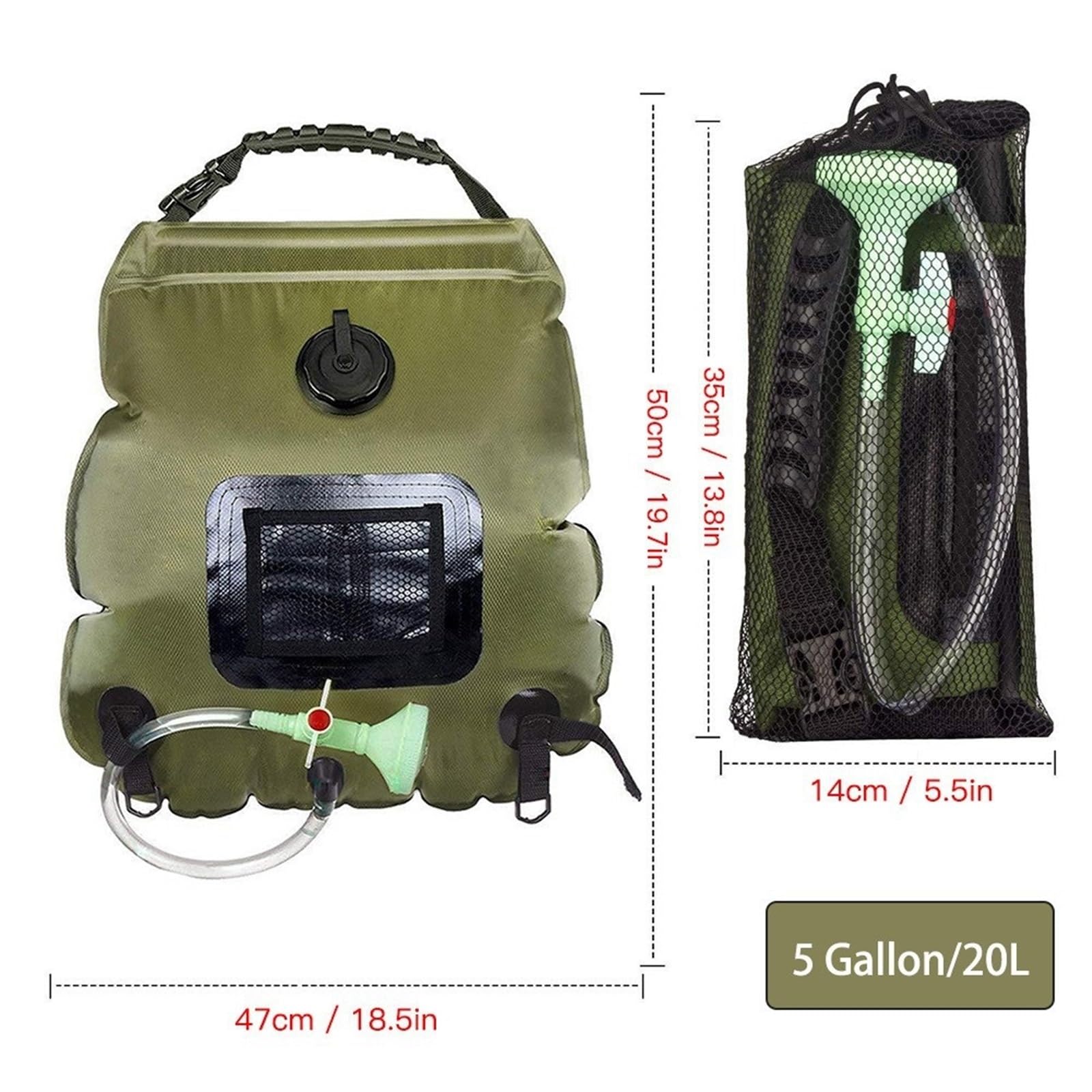 Ducha de Camping, Bolsa de Ducha Solar Plegable for Camping, 20 l, for Exteriores, con calefacción y Agua Caliente,para Senderismo,Viajes,Coche