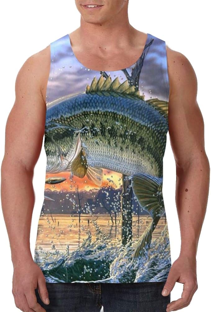 5d Fishing Diamond Men's Tank Top, Lightweight Muscle Sleeveless