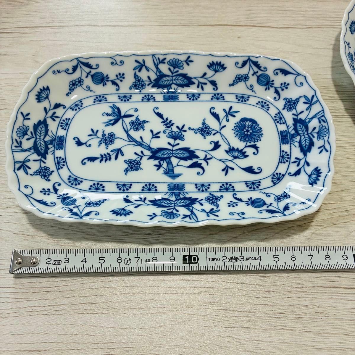 ブルーエルベ 三洋陶器 スクエアプレート 2枚セット 美濃焼 四角形 大きさ:約20cm&times;12.5cm