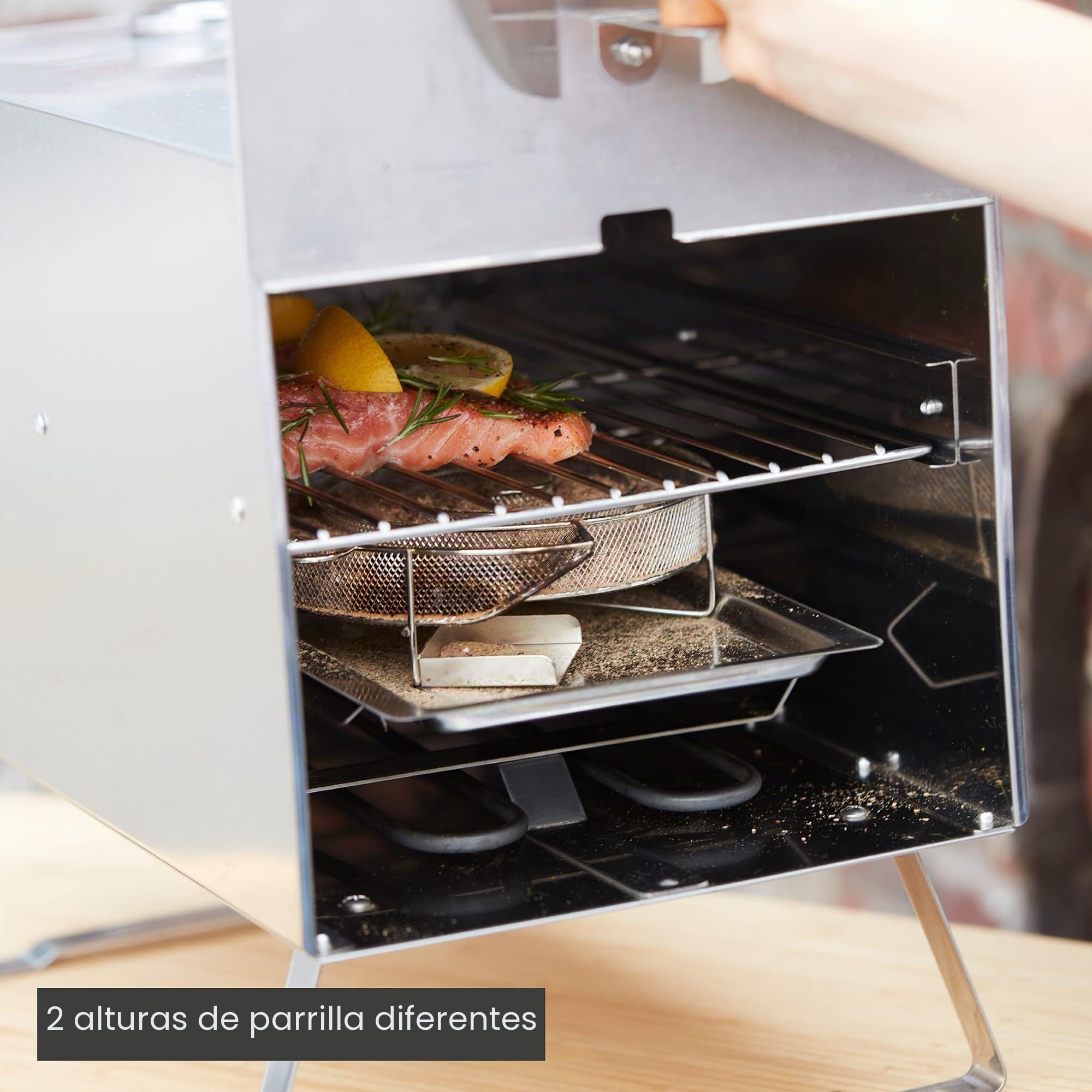 Barbecook Otto 2.0 - Horno eléctrico para ahumar en caliente, acero inoxidable, 26 x 26 x 47 cm
