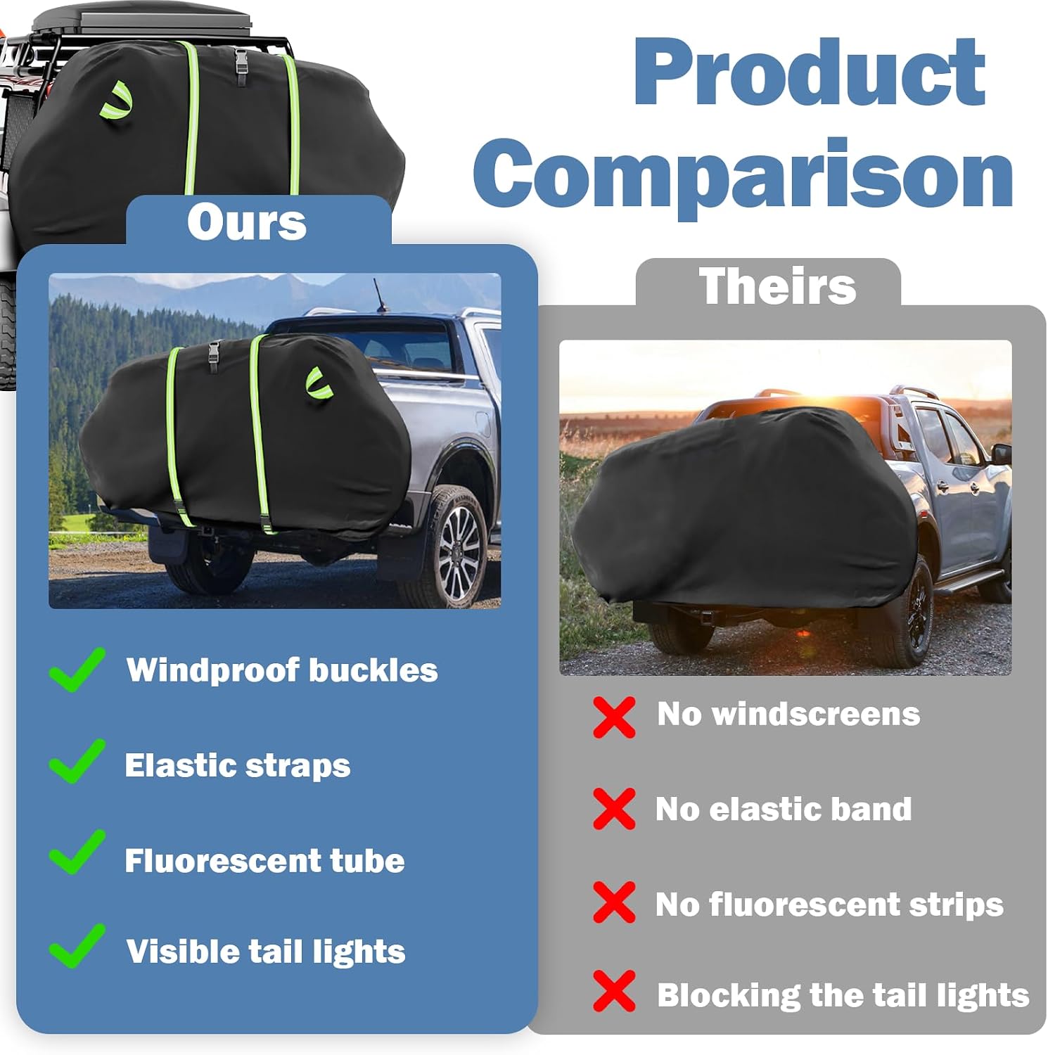 Bike Cover for Transport 2 Bikes, 600D Bike Covers for 2 Bikes on Rear Bike Rack Waterproof & Windproof Bike Rack Covers for 2 Bikes on Hitch Travel
