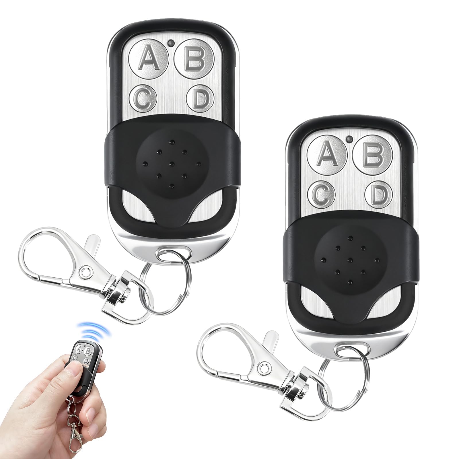 Generic Telecomando per Cancello Garage (Set da 2) compatible with Porte da Garage – Trasmettitore 433 MHz, Funzione di Clonazione, 4 Tasti Programmabili,Dwa piloty do garażu