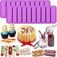 Vista 7 de Funshowcase Barra rectangular oblonga de chocolate para galletas, bloque de palo, cubo de hielo, bandeja de gelatina, molde de silicona para dulces