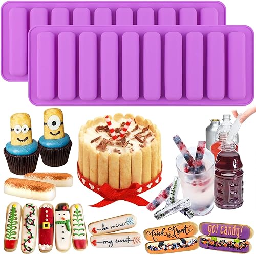 Miniatura 5 de Funshowcase Barra rectangular oblonga de chocolate para galletas, bloque de palo, cubo de hielo, bandeja de gelatina, molde de silicona para dulces,