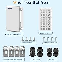 Vista 7 de Waterproof Outdoor Project ABS Plastic Junction Box IP67 Weatherproof Dustproof Enclosure with Hinged Cover, Mounting Plate,Wall Brackets for Power