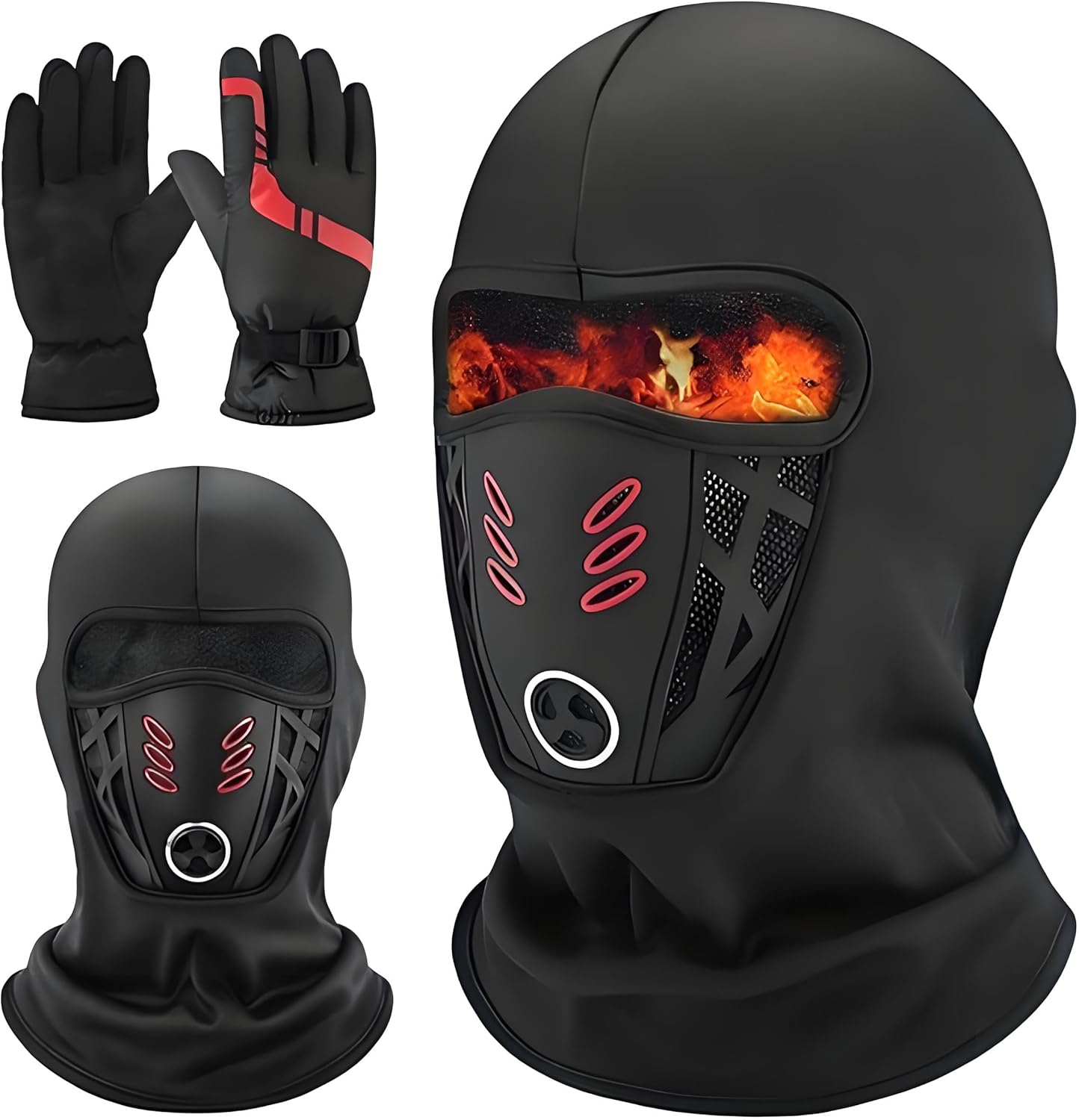 Balaclava Ski Face Mask Winter Windproof Warm Mask, Full Face Mask Cold Resistant, Winter Rider Face Mask for Ski Motorcycle (Mask + Gloves)