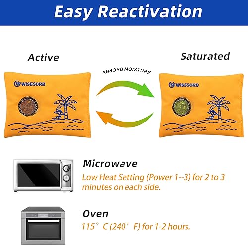 Miniatura 4 de Paquetes desecantes recargables de 7.05 oz x 3 unidades para almacenamiento, bolsas deshumidificadoras reutilizables que indican el color de gel de
