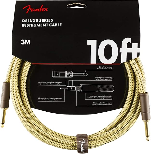 Fender Deluxe Series Instrument Cable - 10 ft STR/STR Tweed, 3m