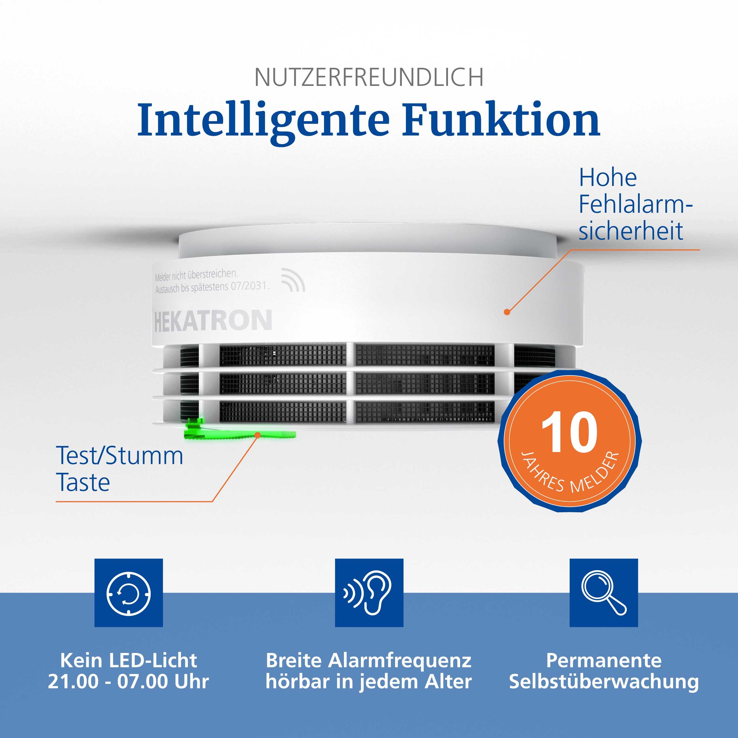 Hekatron Genius Plus X Edition 2021 - Detector de Humo con módulo de Radio - 1 Paquete - En Blanco