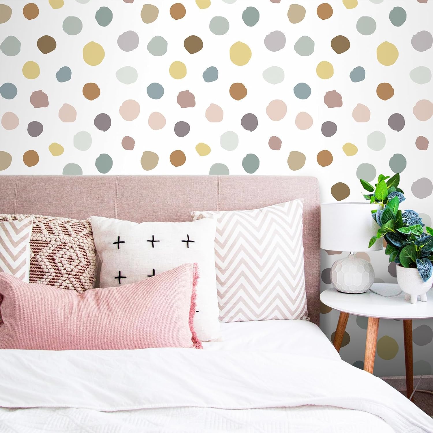 Morandi Polka Dot Wallpaper Peel and Stick Bedroom Nursery Wallpaper Colorful Dots Contact Paper for Kids Room Playroom Classroom Circle Geometric Wall Paper Removable Self Adhesive 17.5x80