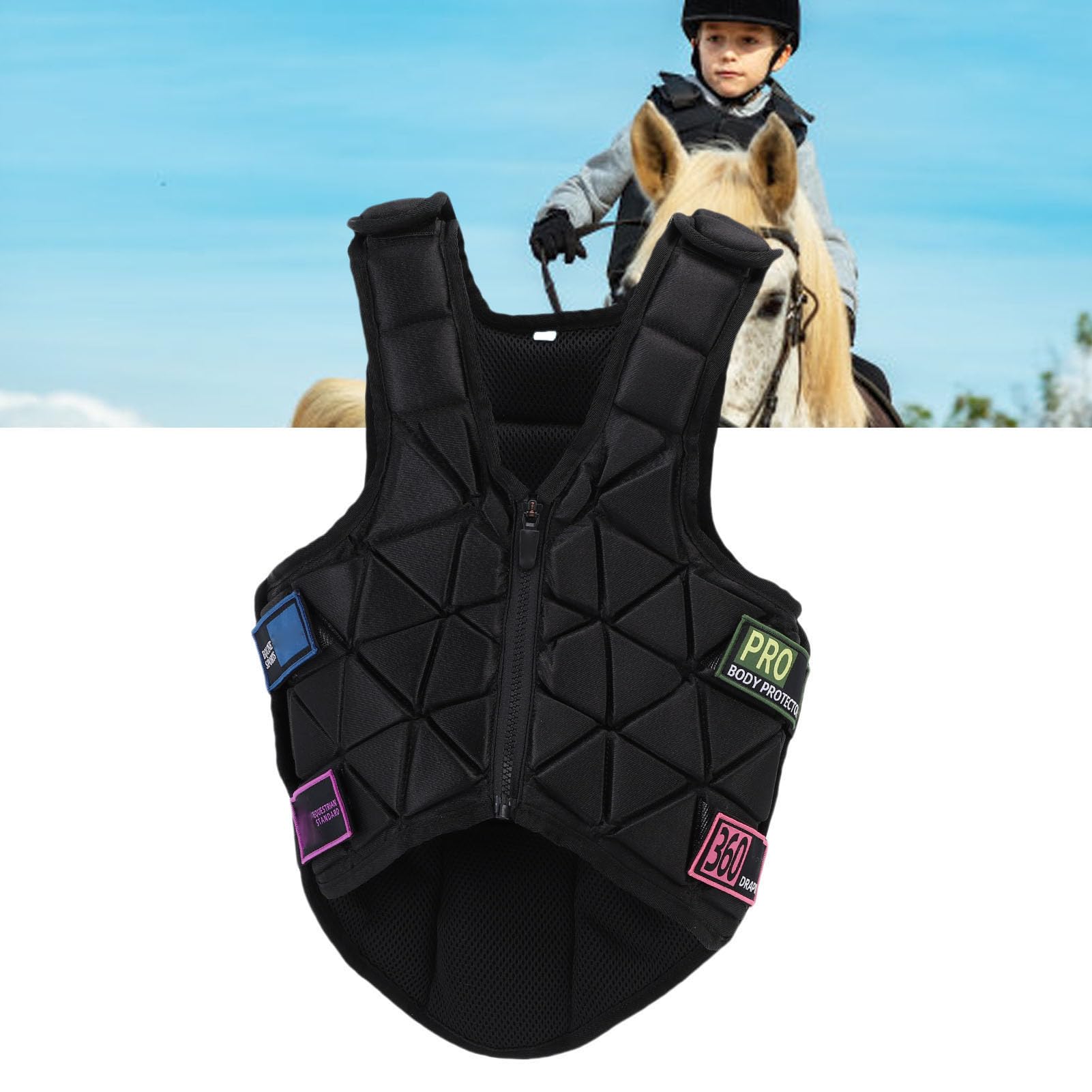 Tonysa Chaleco Protector Ecuestre Absorción de Impactos para Niños Niñas Entrenamiento de Equitación Unisex Poliéster (CM)