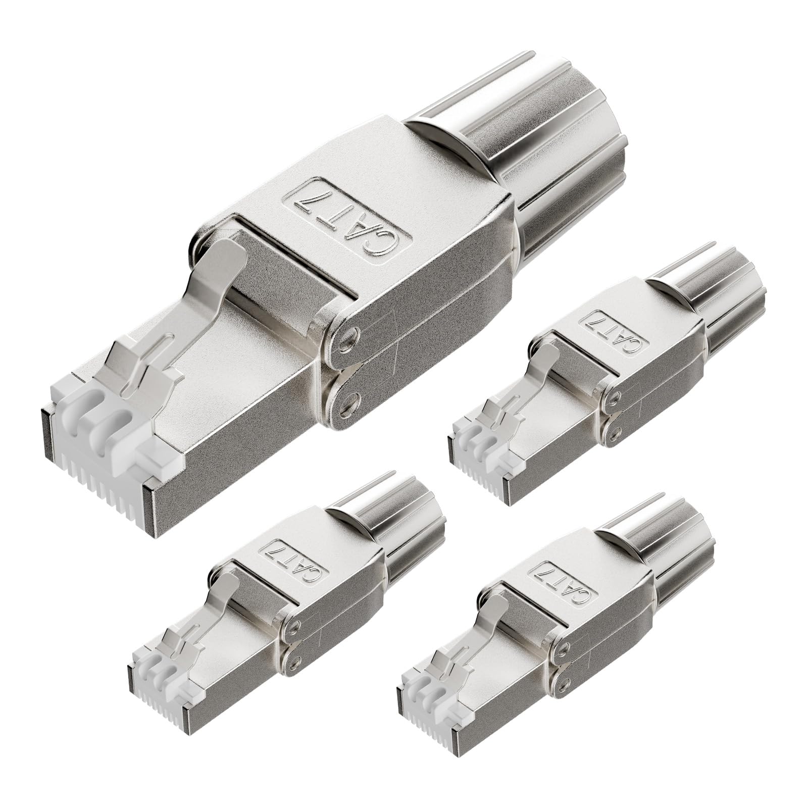VCELINK Connettori RJ45 Cat7 Cat6A Connettore di Rete Senza Attrezzi per Cavi di Installazione LAN Cavo di Rete Plug RJ45 Schermato Custodia in Metallo 4 Pezzi
