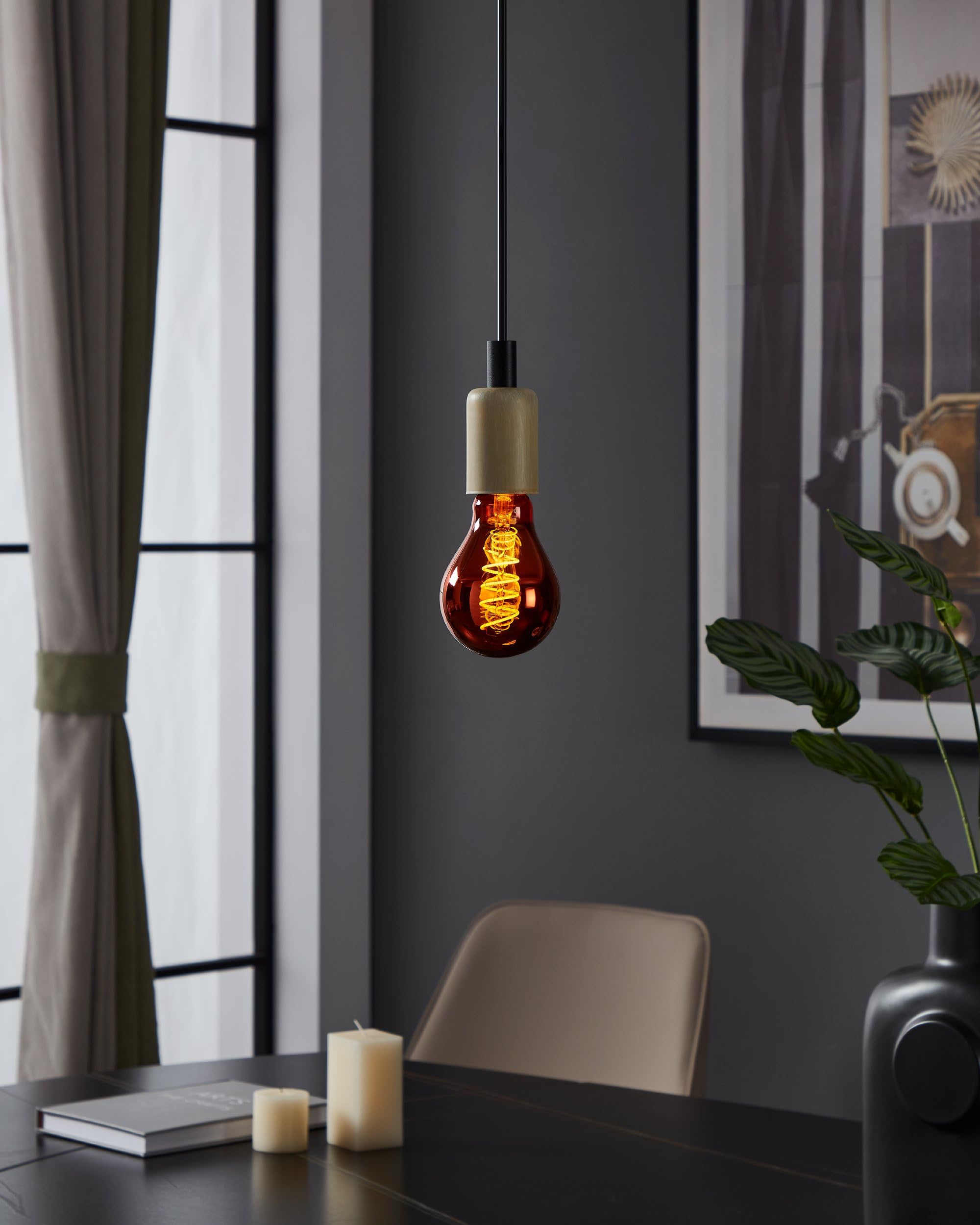 EGLO E27 LED ściemniana, spiralna Żarówka vintage, miedziana w stylu retro, 4 Watt, 30 Lumen, ciepła biel, 2000k, Żarówka Edisona A75, Ø 7,5 cm