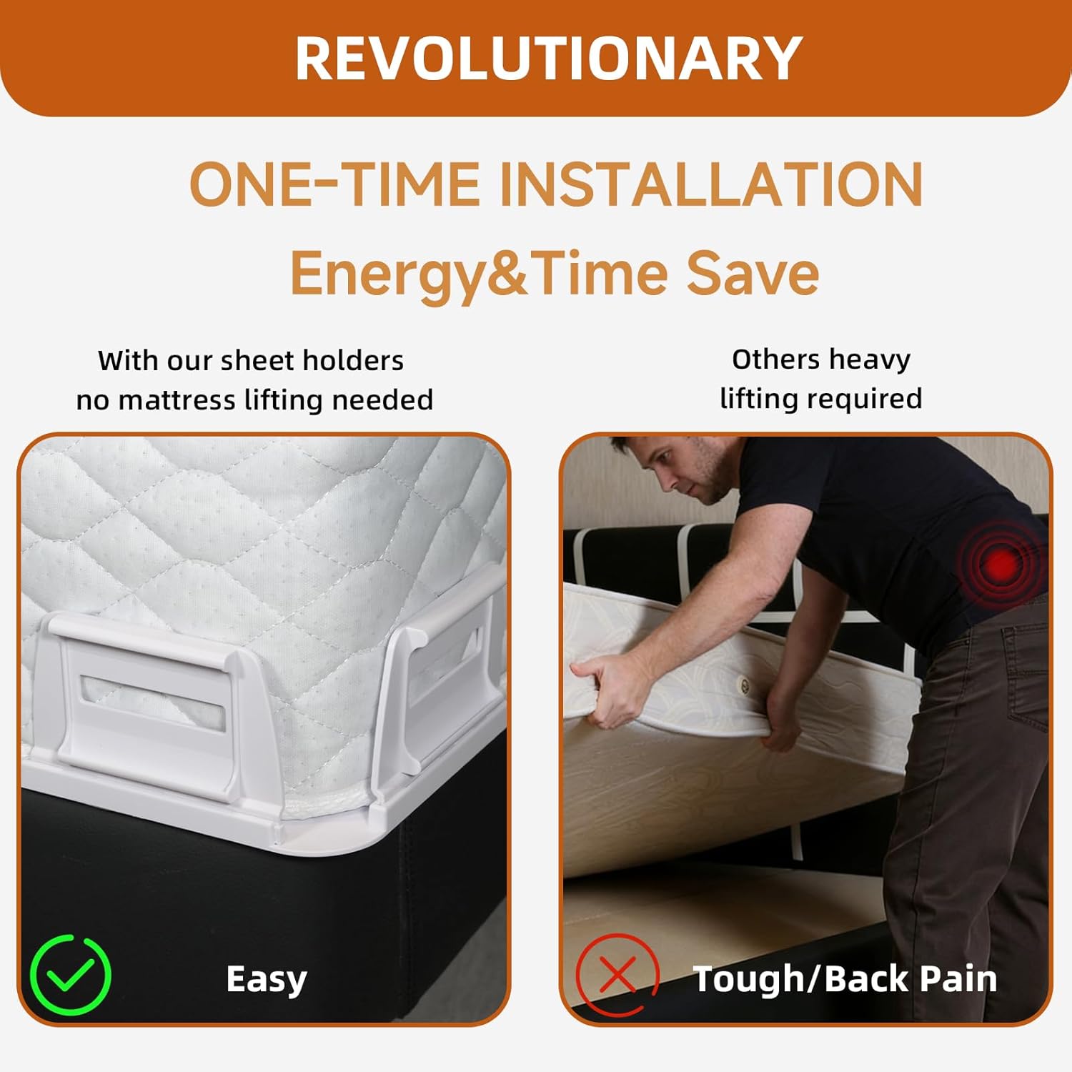 Upgrade Bed Sheet Holders for Corners - 4 Pack One-Time Installation Sheet Locks, Heavy Duty Fitted Sheet Clips to Keep Sheets Tight & Firm, No-Lift Mattress Sheet Grippers, Universal Fit