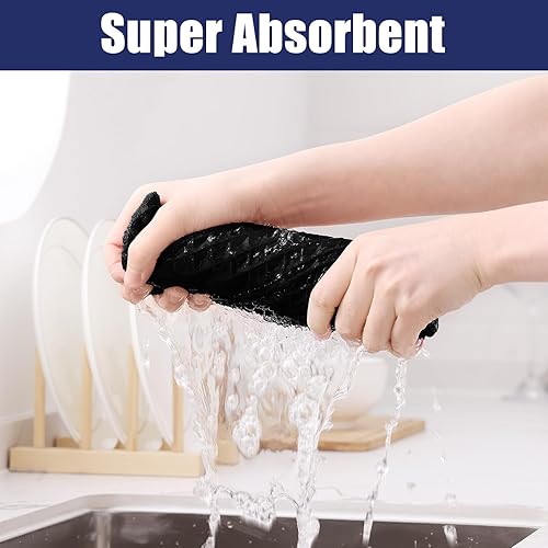 Miniatura 47 de Homaxy Trapos de cocina de microfibra con tejido de gofre, 12 x 12 pulgadas, ultra absorbentes y de color sólido, paños de cocina de secado rápido