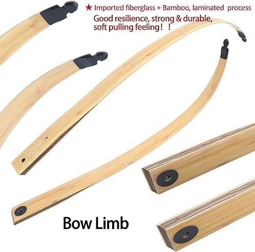 Vista 19 de ZSHJGJR Arco recurvo original Black Hunter de 60 pulgadas para adultos, arco largo de caza americana, arco de tiro con arco de 20 a 60 libras