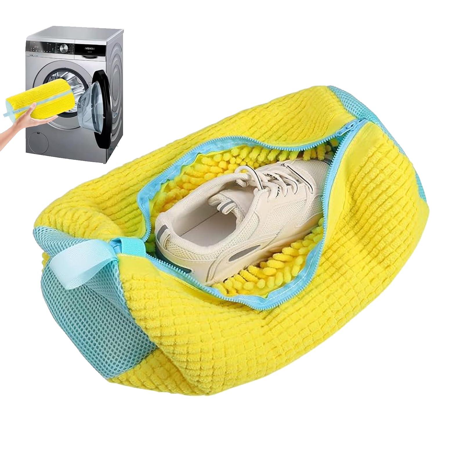 Shoe Washing Bag for Washing Machine,Fluffy Fibers Keep 360° Wrap-around Cleaning for All Types Shoe And Sizes,Laundry Shoe Bag for Washer and Dryer,