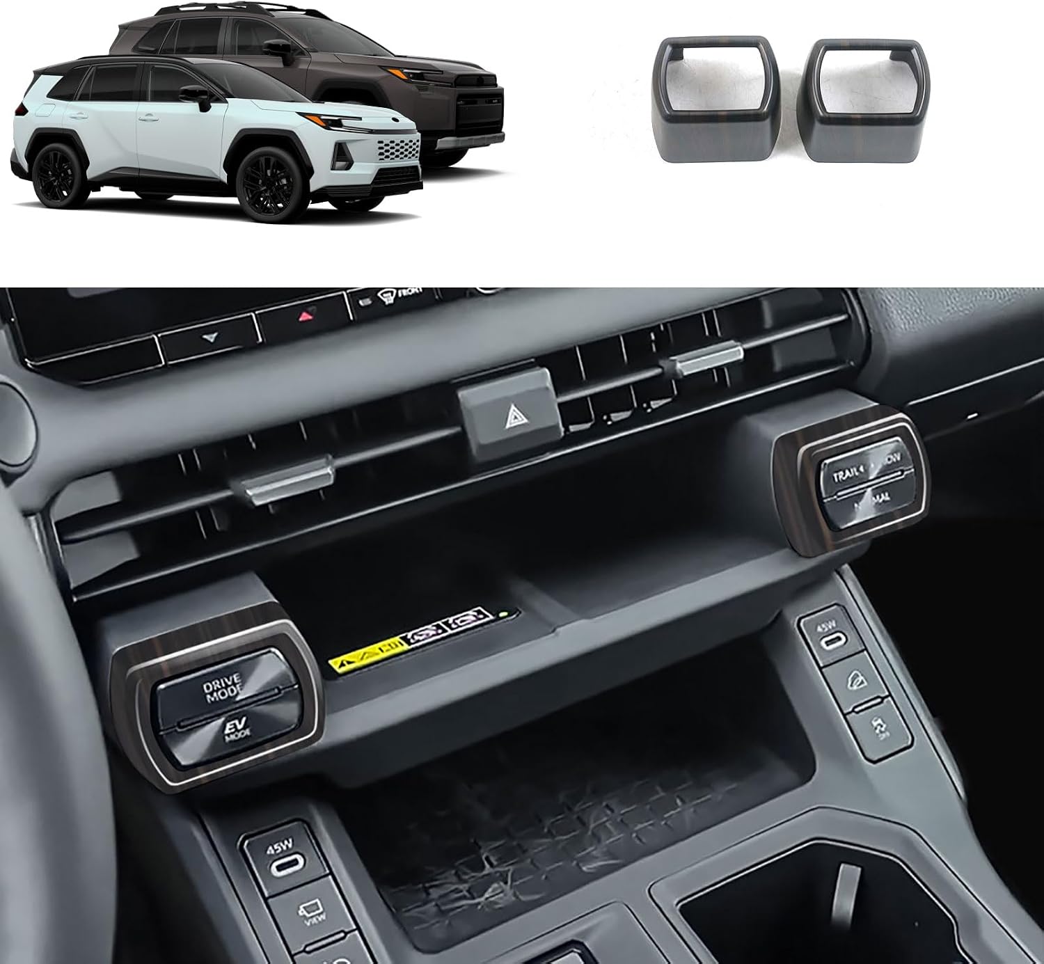 Console Wireless Charging Button Cover Compatible with Toyota New RAV4 2026 2027+ Console Left/Right Button Trim Car Accessories ABS 2PCS(Peach Wood Style)