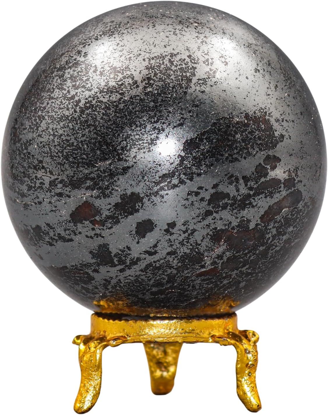 Silver Hematite Crystal Sphere, 60mm Polished Stone Ball for Meditation, Spiritual Energy and Unique Home Decor