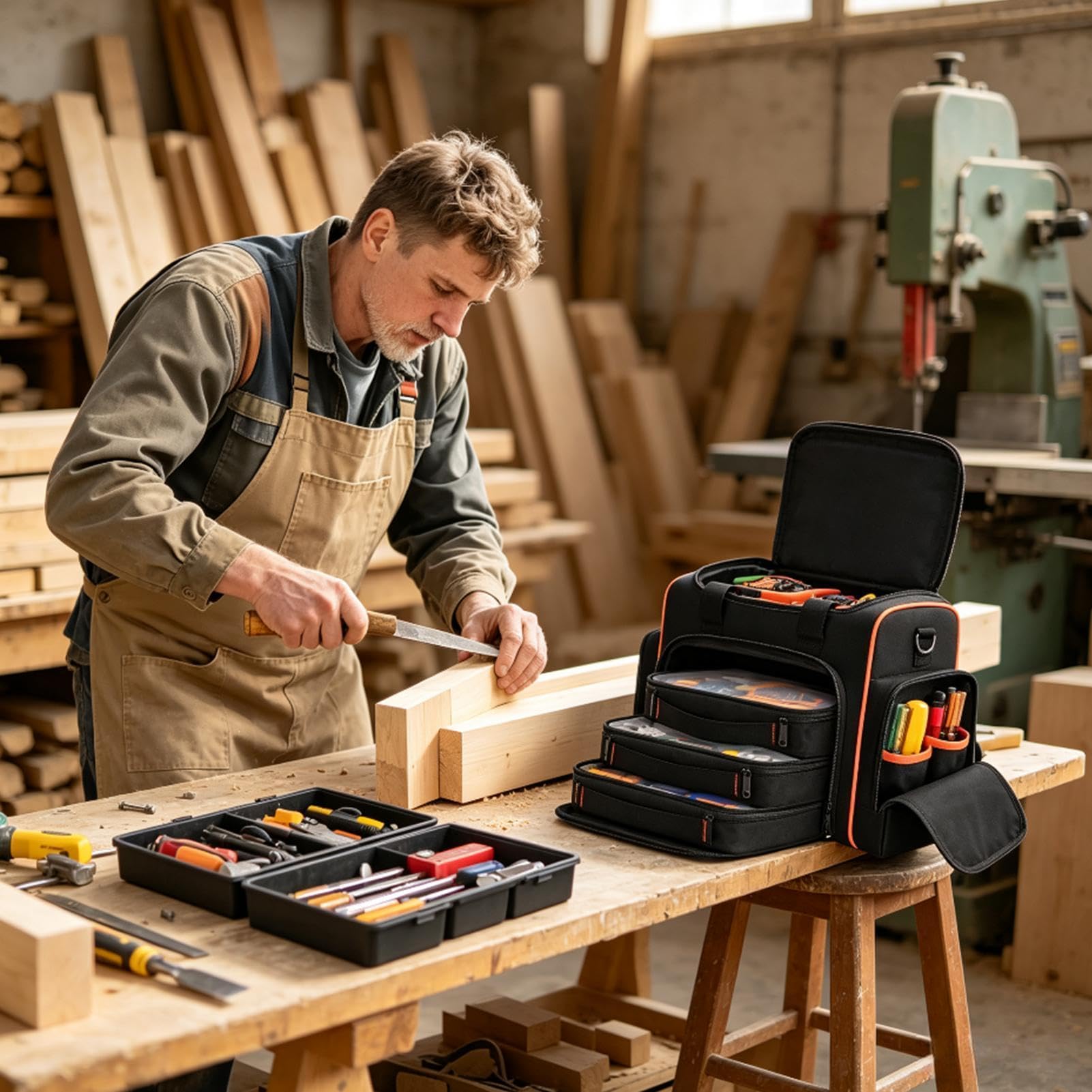 Organisateur De Sacoche À Outils Grand Sac À Outils Multi-Poches 3 Boîtes
