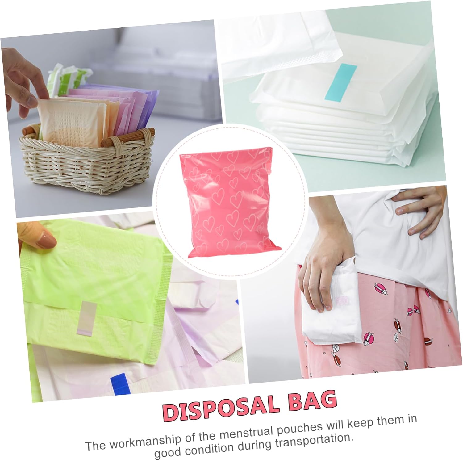 KOMBIUDA 100pcs Feminine Hygiene Tampon Disposal Bags Leakproof Sanitary Packing for Women