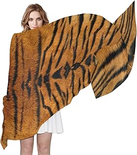 AUUXVA Animal Tiger Skin Print Women Silk Scarf Lightweight Long Soft Chiffon Shawl Wrap Neck Scarves Muffler for Ladies Girls Men