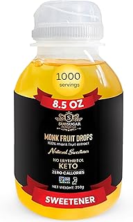 SubSugar 100% Monk Fruit Drops Pure Liquid Monk Fruit Sweetener, No Erythritol Sugar Alternative, Concentrated Syrup, Zero Calorie, Sugar-Free for Keto, Coffee, Tea, Food, Kosher, Non-GMO - weight 8.5 ounces