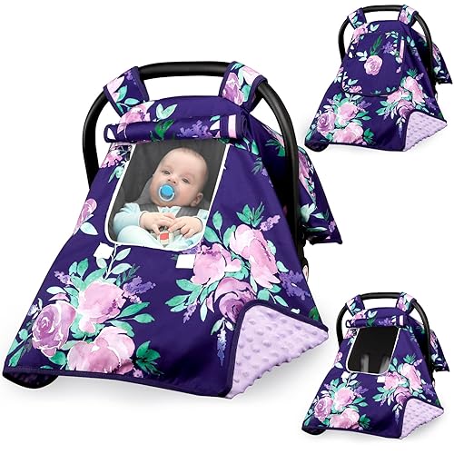 Miniatura 14 de Funda de asiento de coche para bebé, toldo para asiento de automóvil para niños, cubierta Minky acogedora y cálida, funda para portabebés con