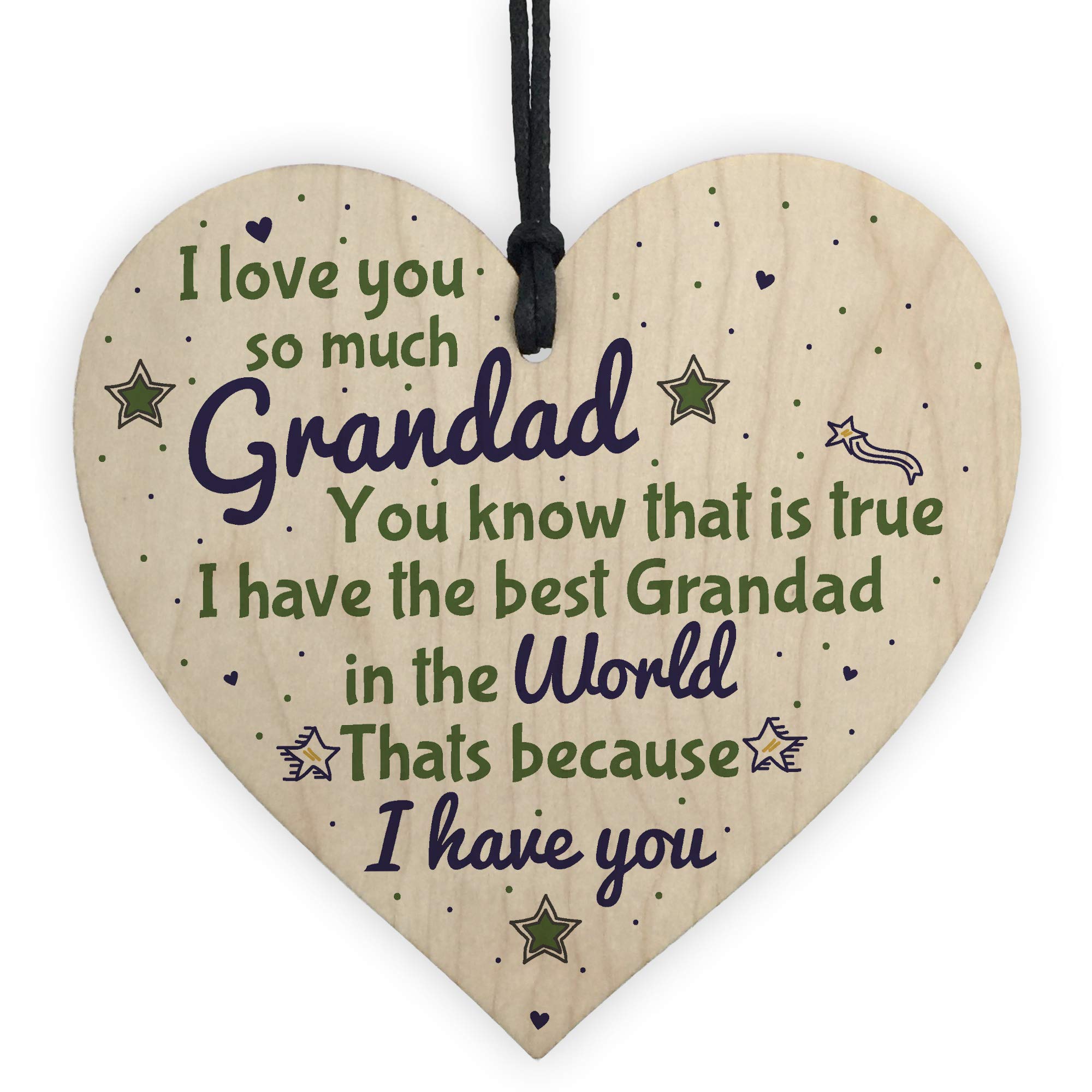 Red Ocean Grandad Gifts Birthday From Grandchildren Wooden Heart Sign Gifts For Him Grandpa Dad Men Father