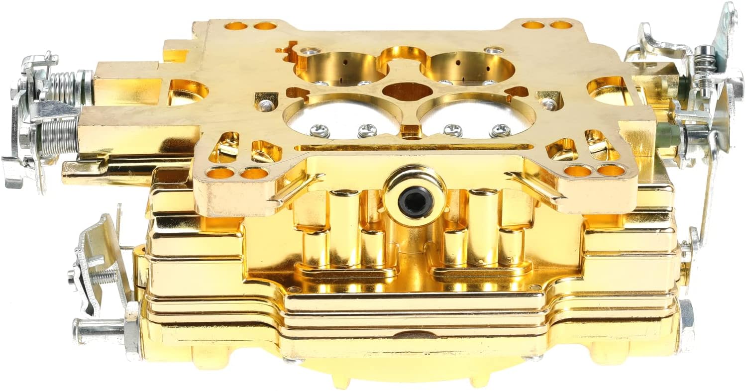 1405 Carburetor Performer 600 CFM 4 Barrel Square Bore Replacement for Corvette Silverado GMC 366 Demon Poly with Manual Choke（Gold）